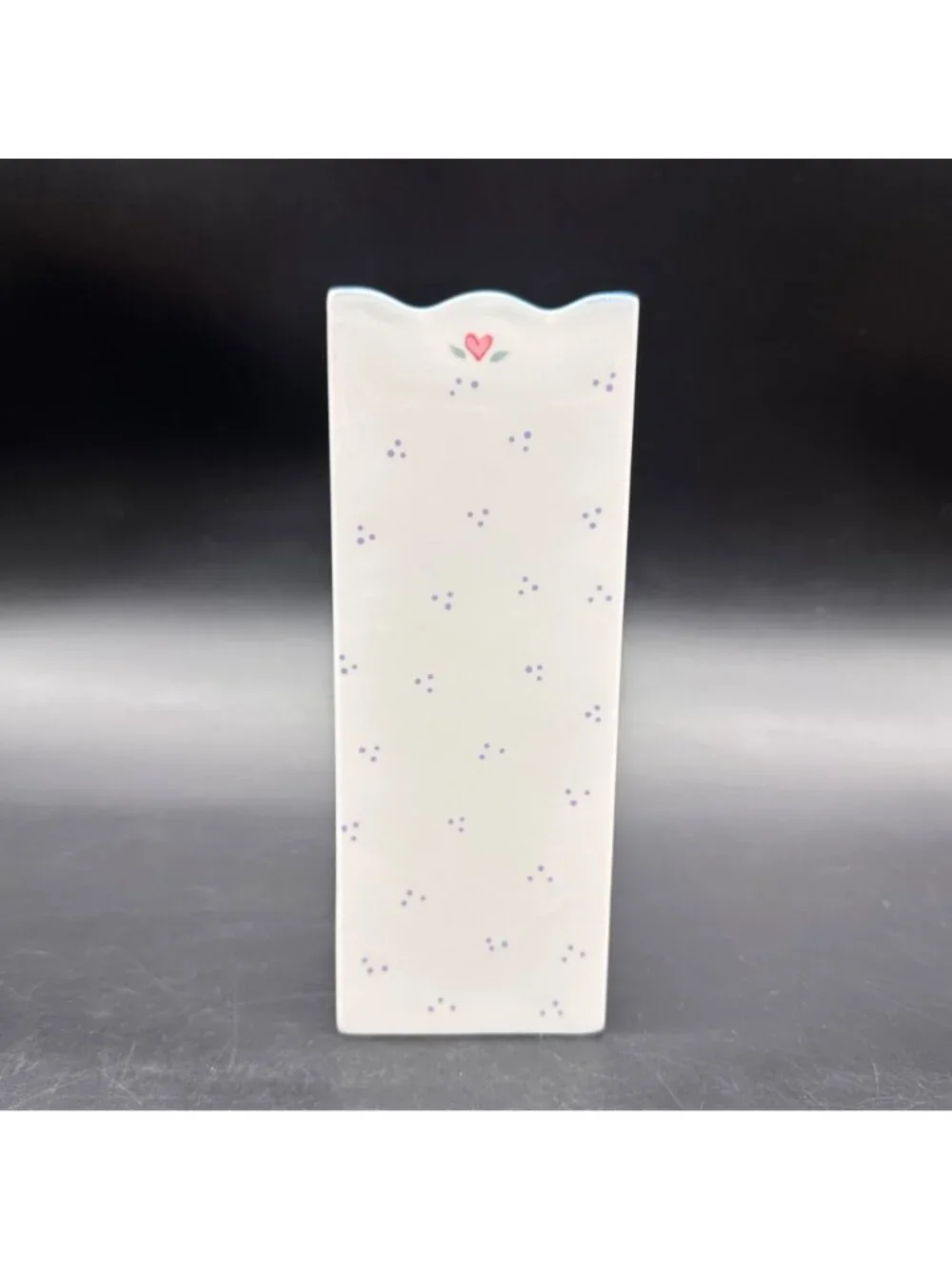 Vintage Vase Lavender Pink Floral Square Ceramic Dana Taiwan Cottage Granny 80s